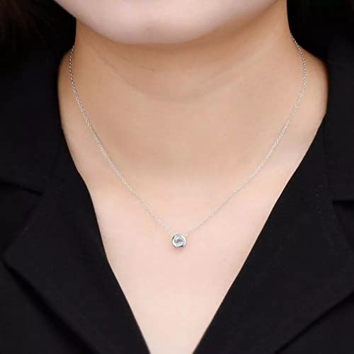 Collier Argent Aigue-Marine Fine Anti Ternissement Peau Sensible - 2