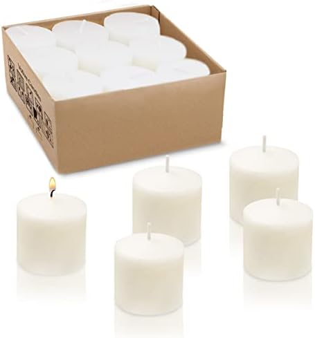 Mi Ka YIa 8 Hour Ivory Votive Candles for Weddings Party Spa & Emergency, Set of 9 Unscented Bulk Candles for Restaurants & Home Decoration, 1.25 Inch, 9 Pack
