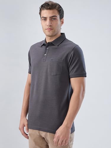 Image of Colorplus Men Regular Fit Solid Pattern Pure Cotton Half Sleeve Polo Neck Casual T-Shirt