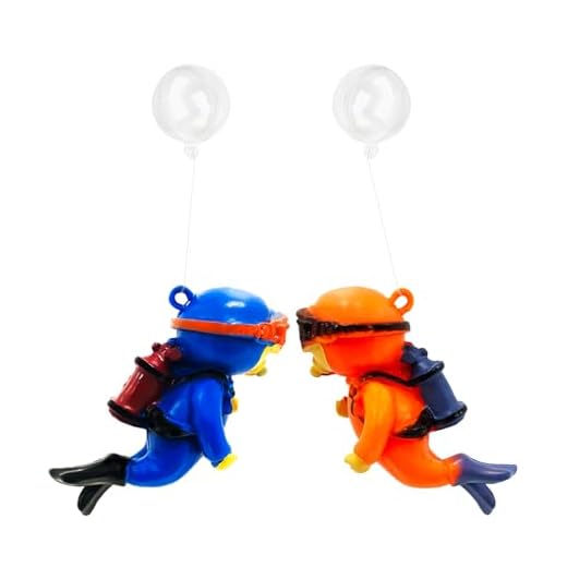 MEMOFYND 2 adornos para acuario de buceo, decoración de acuario (azul, naranja)