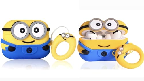 Meyaar Compatible for AirPods Pro 2nd Generation Case Cover with Keychain, Soft Silicone Skin Case Cover Full Protective (Only Silicone Cover) (Yellow