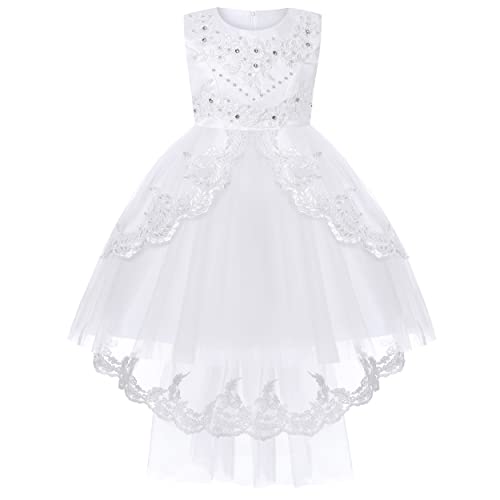 Vestido para niñas de princesa blanco para bodas y espectáculos de noche