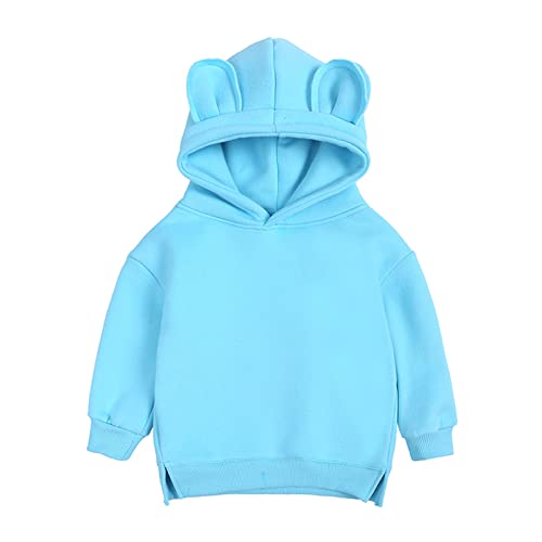 Youth Bear Hoodies for Boys Toddler Boys Girls Pullover Fleece Sweatshirt Children (Blue, 9-12 Months)2
