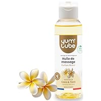Yum'Lube | Huile de Massage Monoï - Huile de Massage Coco Tiaré, Huile Corps Naturelle et Bio, Soin Beauté Relaxant 3 en 1 pour Visage, Corps, Cheveux - Inspiration Polynésienne, Fabriqué en France