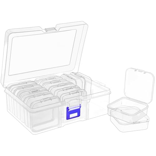 DARUITE Caja Organizadora, 15 Organizadores Cajitas Organizadoras, Mini Contenedor para Guardar Cuentas de Plástico Transparente Adecuado para Suministros de Costura de Joyería