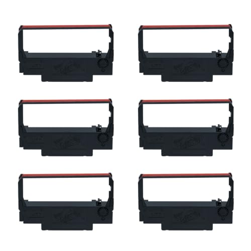 Printerfield ERC38 (6 Pack) POS Printer Ribbon Cartridge for ERC30 ERC34 ERC38 NK506 Printer TMU200/300 Cash Register - Black & Red