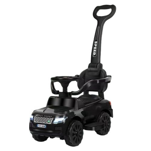 Aeroor乗用玩具 足けり 子供 乗り物 車 おもちゃ のりもの 室内 屋外 足こぎ バランス感覚 背もたれ ステップ 転倒防止 乗り物 学習用歩行玩具 多機能 幼児 キッズ 男の子 女の子 誕生日 プレゼント1-6歳 (ブラック,手押し棒付き)