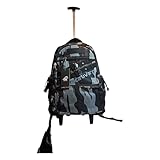 Mochila Escolar com Rodas, Camuflada, Design Militar, com Alça Retrátil