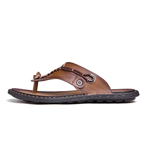ChicWind Men's Flip Flops Thong Sandals Comfortable Leather Beach Slippers2