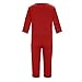 Women's Pajamas Set Fashion Solid Color V-Neck Long Sleeves T-Shirts Tops and Pj's Capri Pants Home Casual Outfits Red Medium