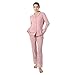 OCCIENTEC Damen Schlafanzug Lang mit Knopfleiste Bequeme Baumwolle Zweiteiliger Pyjama Damen Set Einfarbige Langarm Winter Weich Hausanzug Pjs Set für Frauen Rosa,L