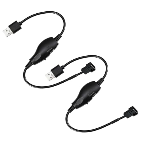 CQZYSM 2PCS 34 cm, Câble Adaptateur USB vers Ventilateur PC 12V, USB to dual 3-pin 4-pin fan power adapter cable, ventilateurs USB, 12V sur USB avec interrupteur et régulateur de vitesse