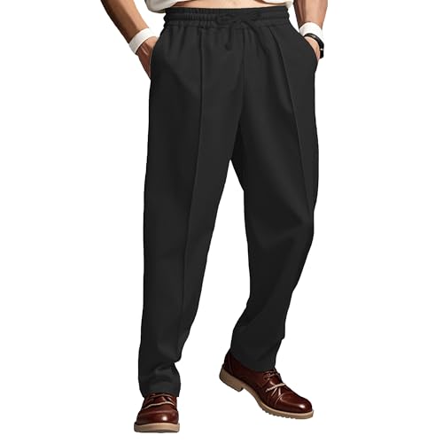 Men's Drawstring Sweatpants Lightweight Open Bottom Wide Leg Trousers Casual Yoga Work Pants with Pocket