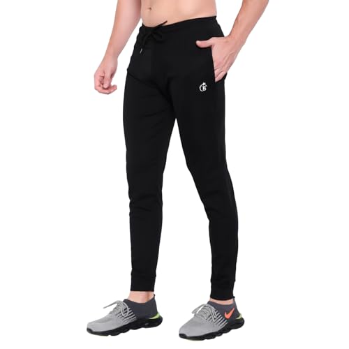 Image of BLUE STAR SHARK Men's Slim Fit Joggers | Polyester Blend Track Pants with Drawstring Waist, Cuffed Ankles, and Side Pockets - Perfect for Gym, Running, Workout, Training & Casual Wear