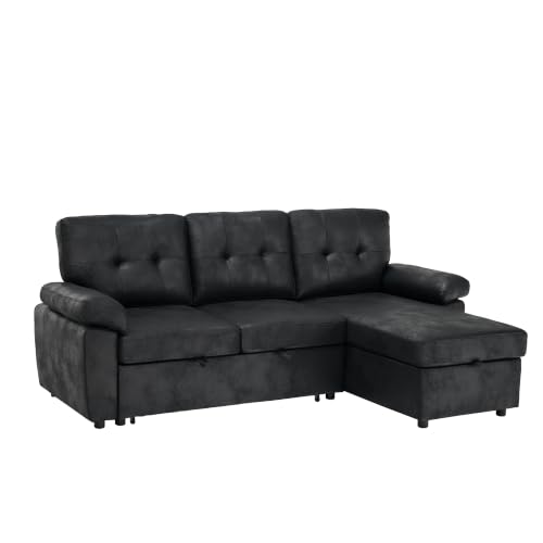 Image of KEIKI 88.5 inch Sectional Sleeper L Shaped Sofa with Pull Out Bed,