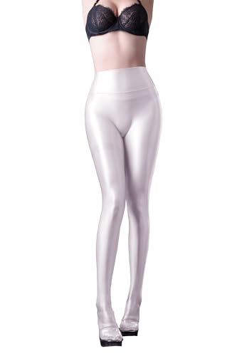 Image of Ultra Sheer Workout Leggings Shiny Tights for Women Control Top to Waist Pantyhose Tummy Control Glossy Panty Hose