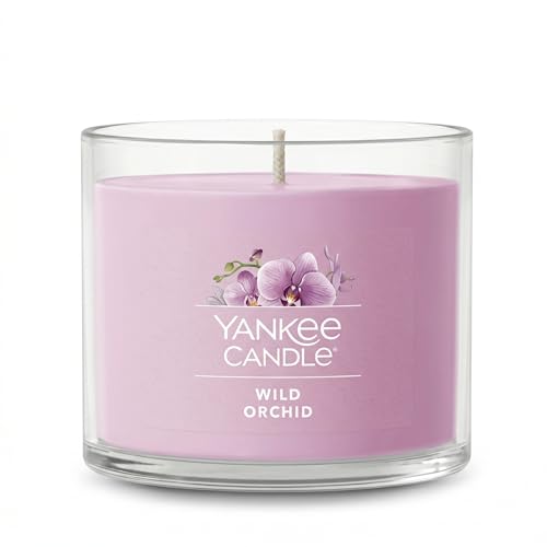 Image of Yankee Candle Wild Orchid Scented Mini Jar Candles, Tropical Floral Soy Wax Blend for Home Stress Relief and Ambiance, Small Decorative Glass Candles, 6-Count, 1.3 Ounce (Pack of 6)