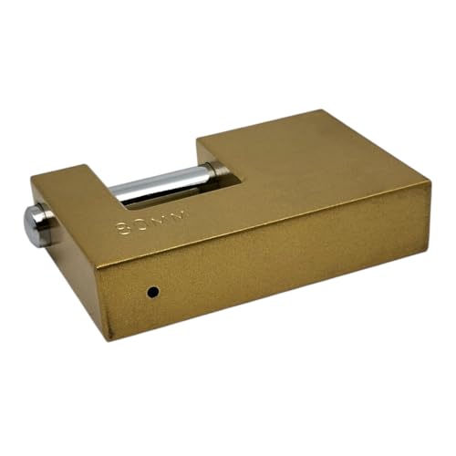 Fast World Shopping Lucchetto Corazzato Antiscasso Con 3 Chiavi, Catenaccio In Ottone Con Grillo 9 Mm, Sicurezza Per Moto, Serranda, Cancello E Garage, Alta Protezione, Lunghezza 80 Mm - 6