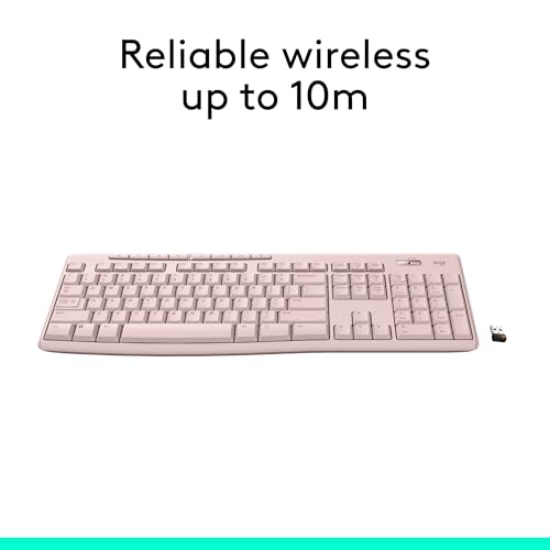 Image of Logitech K270 Wireless Keyboard for Windows, 2.4 GHz Wireless, Full-Size, Number Pad, 8 Multimedia Keys, 2-Year Battery Life, Compatible with PC, Laptop - Rose