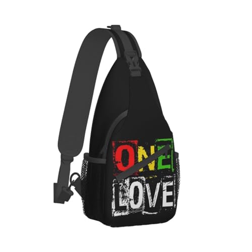 One Love Jamaican Rasta Reggae Crossbody Chest Bag miniatura 2