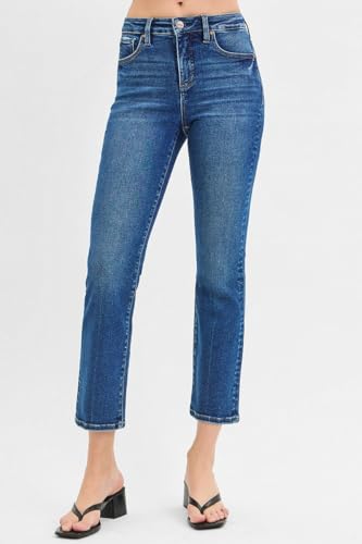 SALT TREE Risen Jeans - Tummy Control High Rise Crop Straight Jeans - PSC21045D4