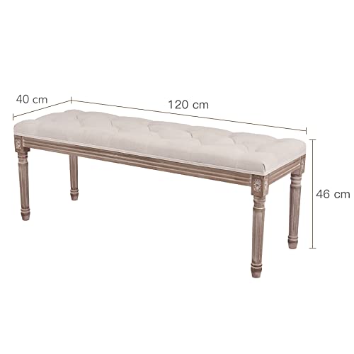 VONLUCE Banc Banquette Design Classique, Banc Rembourrée en Tissu, Banc Capitonné en Lin et Bois Massif pour Chambre Salle à Manger Salon Couloir Piano (120 x 40 x 46 cm) - Les Beatles, Paul McCartney, John Lennon, RIngo Starr, George Harrison VONLUCE Banc Banquette Design Classique, Banc Rembourrée en Tissu, Banc Capitonné en Lin et Bois Massif pour Chambre Salle à Manger Salon Couloir Piano (120 x 40 x 46 cm) – Image 4