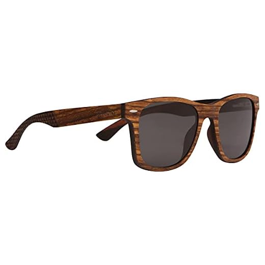 Woodies All Wood Zebra Wood Sunglasses with Polarized Lens and Wooden Gift Box - Special Edition Engraved Wooden Arms
