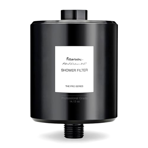 Filterbaby Titanium Shower Filter Pro - IAPMO Certified to NSF 177 Standard, Doctor Developed, Reduce up to 99% Chlorine/Chloramine/Lead/Certain Heavy Metals, Great Water Pressure,Long Lasting, Black