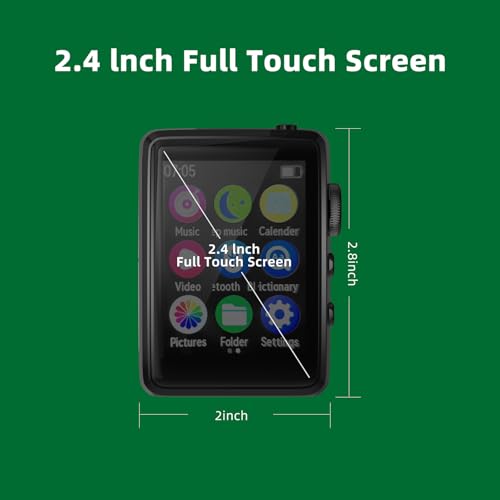 Image of MP3 Player with Bluetooth 5.3, 2.4 Inch Screen, Portable with Speaker, FM Radio, Voice Recorder, Expandable Memory up to 128GB (Black)