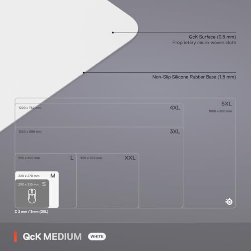Image of SteelSeries QcK Cloth Gaming Mouse Pad - Exclusive Micro-Woven Surface - Optimized for Gaming Sensors - Maximum Control - Size M - White