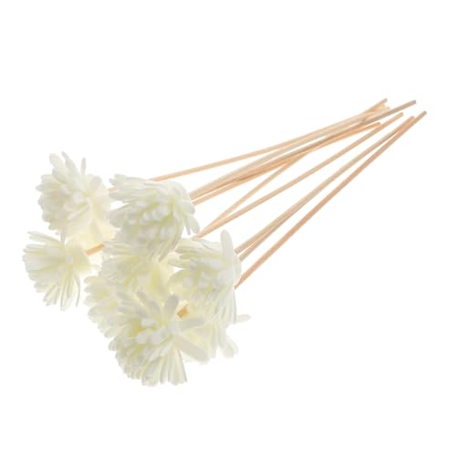HOLIDYOYO 10pcs Chrysanthemum Aroma Diffuser Reeds Essential Oil Reed Sticks Diffuser Sticks and Bottle Rattan Reed Room Diffuser Sticks Accessories White Artificial Bamboo