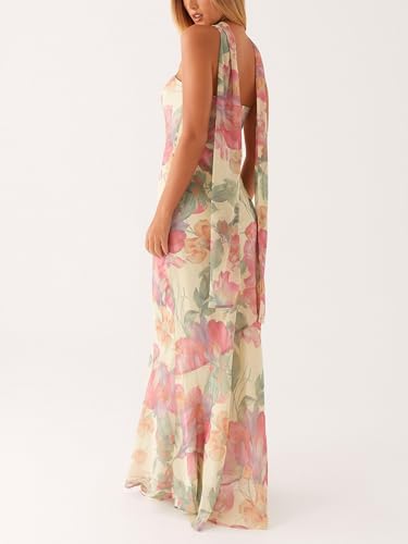 ensswliz Women Floral Strapless Dress Y2k Sleeveless Backless Tube Maxi Long Dresses Sexy Mesh Bodycon Dress Summer Beachwear (A-Mixed Color, M) - Image 6