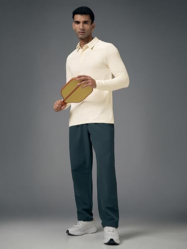 Image of TECHNOSPORT Mens Slim Fit Solid Full Sleeve Cotflex Polo T-Shirt for Regular and Casual Uses