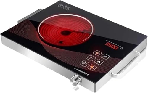 3500W Electric Infrared Stove, Single Burner Electric Hob, Portable Countertop Burner for Cooking, Plug in Kitchen Cooktop, Temperature Adjustable Compact Hot Plate Camping Stove