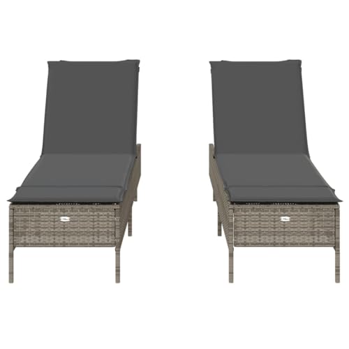 Bain de soleil en rotin synthétique gris résistant aux intempéries - 6
