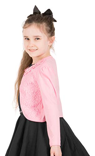 Blackbutterfly Kids Long Sleeve Lace Bolero Cardigan Childrens Girls Shrug (Pink, 11-12 Yrs) #TOP4