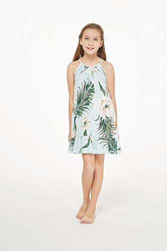 Image of Wispy Cereus Light Blue Family Matching Hawaiian Clothes | Family Matching Outfits • Soft Rayon Fabric • Tropical Floral Print • Vacation Ready • Luau Party Wear