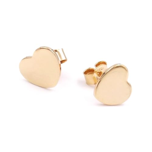 Pendientes de plata 925 dorada con diseño de corazón antialérgico