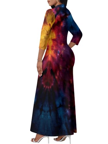 Image of PinkPatty Women's Casual 3 /4 Sleeve Polo V Neck Bodycon Maxi Dress
