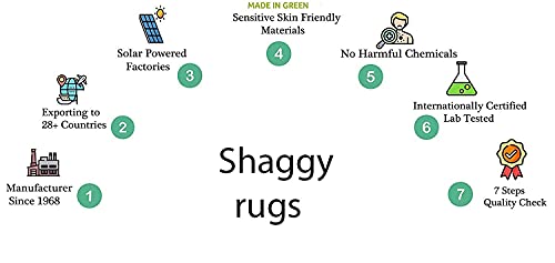 Image of Shaggy Floor Carpets for Living Room, Elegant Bed Side RunnerBedside, Sofa Area Guest Room Carpet, (2x5 Feet, Black Ivory)