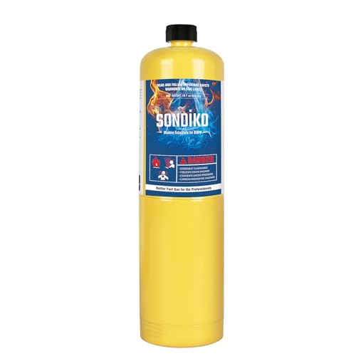 Sondiko Pre-Filled Gas Torch Style Cylinder, Standard Propane Fuel Cylinder, Propane Hand Torch Cylinder, Portable and Convenient Fuel Source, Durable Steel Construction