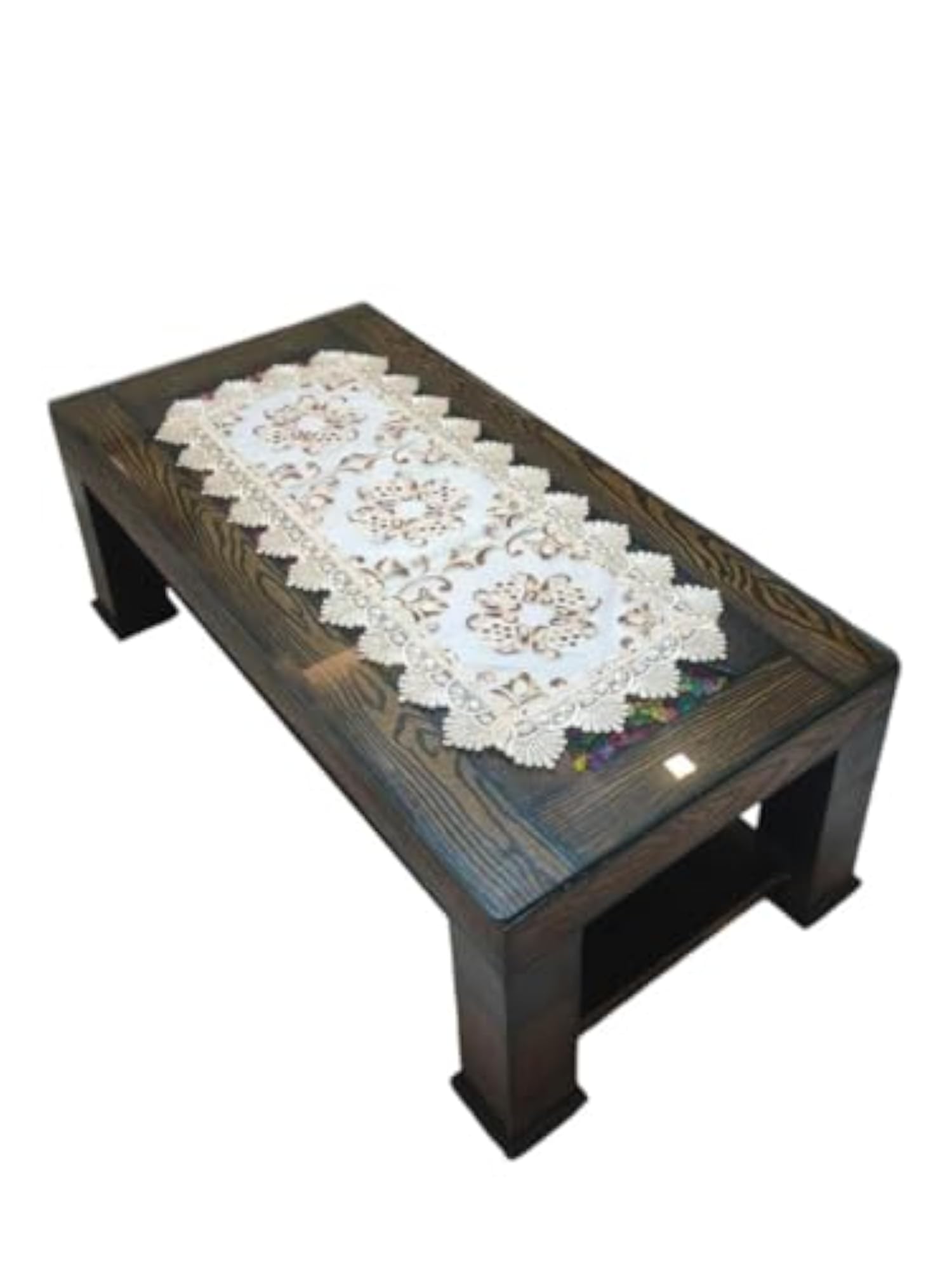 Elegant Floral Thread Embroidery Design Table Runner