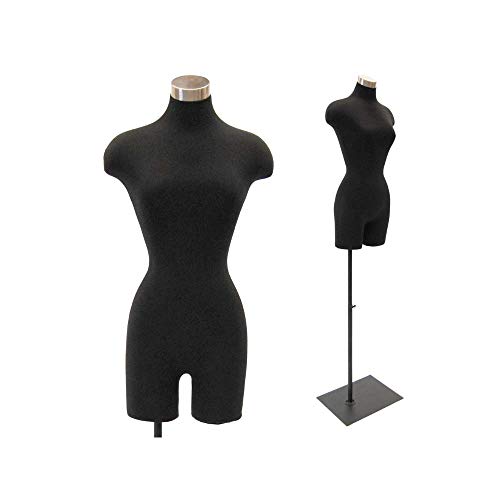 Adult Female Black Dress Form Mannequin Torso With Adjustable Square Metal Base #F2Blg-05Bk #TOP26