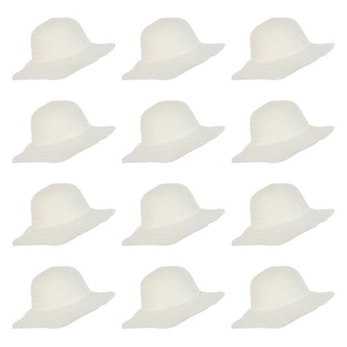 Chapeaux de paille à larges bords en lot de 12 pour loisirs créatifs DIY