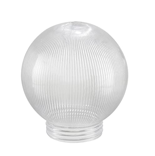 Aspen Creative 28001-75-21, 6" Clear Prismatic Acrylic Replacement Lamp Post Globe with 3-1/4" Threaded Neck