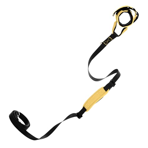 Gooby Wristband Surfer Leash with Traffic Handle - Miami Yellow, 6 FT - Comfortable Handsfree Leash with Adjustable Dual Handle and Additional Hook