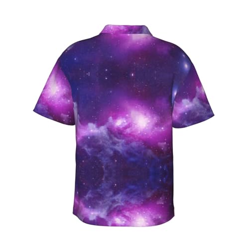 Chemise hawaïenne violette et bleue imprimé galaxie avec poche poitrine homme - 5