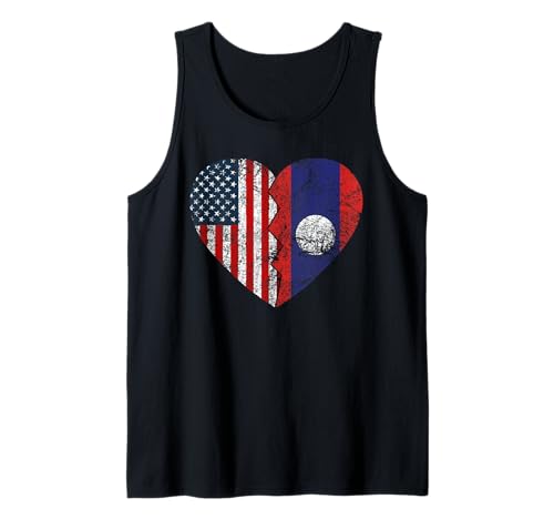 Corazón Banderas Americanas Laosianas | Estados Unidos Laos Roots Camiseta sin Mangas