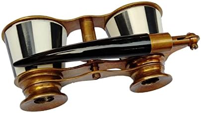 SIFAAT WORLD 2.5 Inches Opera Glasses Binoculars for Adults with Handle- Captain's Mother of Pearl Solid Brass Opera Glasses Binoculars-Pocket Size Handel Binoculars for Kids, Bird Watching, Hunting