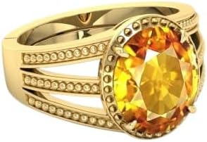 6.25 Carat Natural Yellow Sapphire Gemstone Adjustable Ring for Men And Women Panchdhatu Gold Plated Birthstone Jewelry